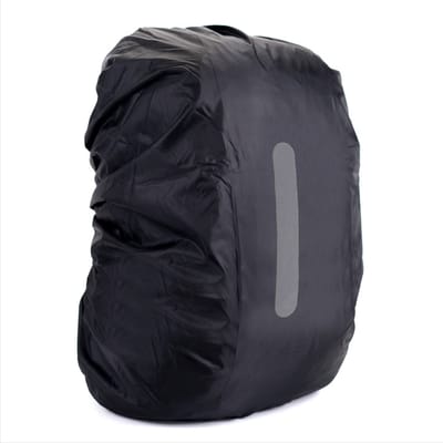 Regenhoes rugzak - Backpackhoes - Waterdichte hoes - 35 liter - Zwart - Met reflectiestreep - Jonyx