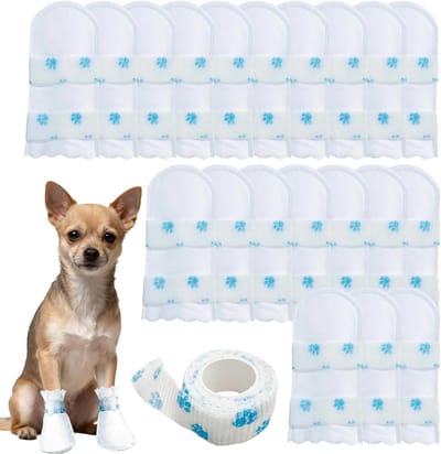 Set van 20 Wegwerp Honden Sokken | Bescherming voor Pootjes | Waterdichte Honden Schoenen voor Gewonde Pootjes | Ideaal voor Binnen en Buiten (M, 8-17 kg)