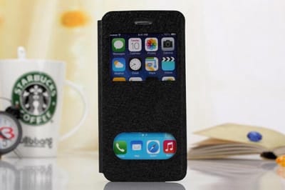 View Cover Zijde Patroon voor iPhone 6?Zwart