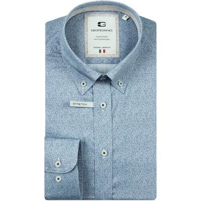Giordano Overhemd Loretto Satin Stretch Micro Herringbone Dark Denim / male
