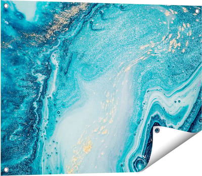 Gards Tuinposter Abstracte Kunst Blauwe Oceaan - 80x60 cm - Tuindoek - Tuindecoratie - Wanddecoratie buiten - Tuinschilderij