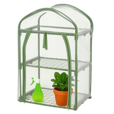 Lomera Kweekkas 2 Verdiepingen - Broeikas Voor Planten - Plantenbescherming Tuin - Transparante Pvc Hoes - Metalen Frame Kweekkas - Roldeurtje Met Rits - Veilige Leefomgeving Planten - Kleine Stekjes Kweken - Weerbestendige Kas