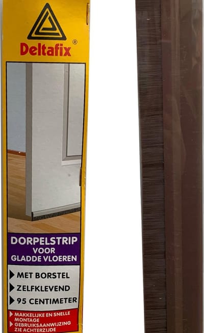 Deltafix.Tocht strip bruin met borstel zelfklevend 95 cm dorpelstrip.