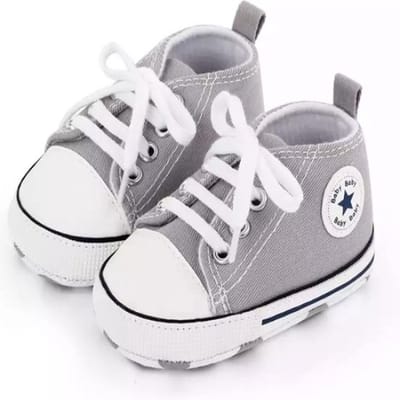 Steppies Babyschoentjes - Grijs - Zachte Zool Antislip - Maat 18-19 (6-12 maanden, 12 cm) - Babyslofjes