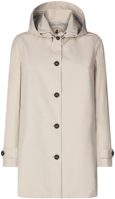 Hooded Relaxed Rain Jacket Wo - Beige