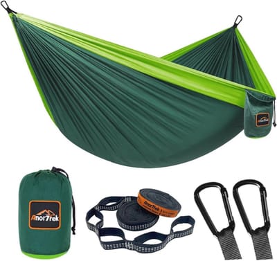 Lichtgewicht Camping Hangmat met Boom Bandjes - Enkele en Dubbele Nylon Reisboom Hangmatten voor Kamperen en Backpacken