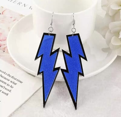 Akyol - Oorbellen blauwe bliksemschicht- blauw - oorbel- Cadeau- neon blauwe oorbellen neon blauwe oorbellen-Sieraad bliksem oorbellen–blauwe oorbel -foute feest-foute party-carnaval-90s -90´s -dames-kleur-verjaardag-cadeau-neon blauwe oorbel voor