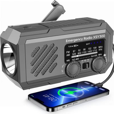 Noodradio Solar Opwindbaar Model 2025 - ADVIES VANUIT OVERHEID - Model 2025 - Noodpakket - Solar Powerbank - Radio op Batterijen - Zaklamp - Powerbank Zonneenergie - Nood radio Opwindbaar