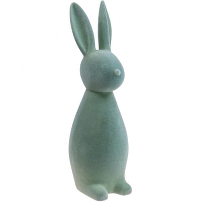 Decoratief paashaasje, fluweelachtig grijsgroen, H47cm
