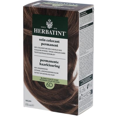 Herbatint Haarverf - Permanente Vegan Haarkleuring - Natuurlijke haarkleuring - 100% grijsdekking - Zonder gebruik van ammoniak - 6D Donker Goud Blond - 170 ml