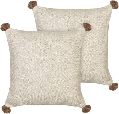OBERONIA - Sierkussen set van 2 - Beige - 45 x 45 cm - Katoen