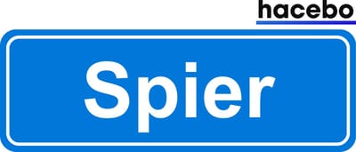Hacebo - Plaatsnaam Sticker - 29x10 CM - Spier sticker - Verkeersborden sticker - grappige cadeaus - Spier