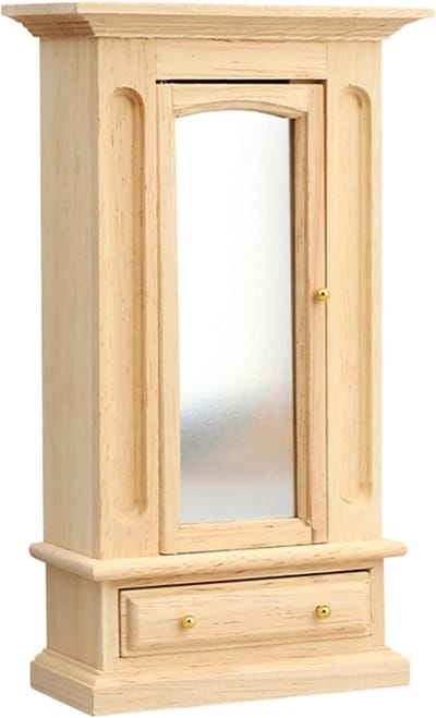 Poppenhuis kledingkast - Miniatuur meubel - Poppenhuis decoratie - Schaal 1:12 model - 17.2 cm hoog - Meerkleurig