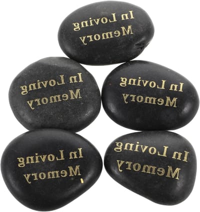 Gedenkstenen Begrafenis - Rouwstenen Grafdecoratie - Herdenking Plaatsen - Handgegraveerde Stenen - 3-5 cm - Zwart