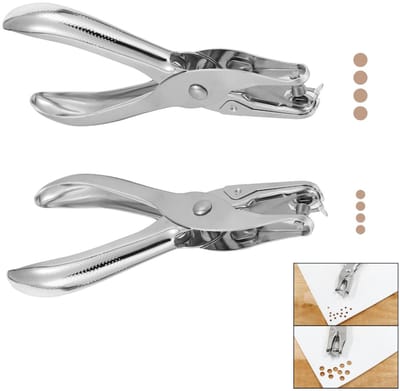 2 stuks - Perforator - 3mm, 6mm - perforator tang - metalen perforators - papier perforator - kleine enkele perforator - kleine ronde perforators - voor labels, knutselwerkjes, tickets, wenskaarten, papier en uitnodigingen - 13*6.2 cm - zilver