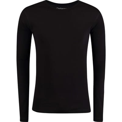 Garage 303 - Semi Bodyfit T-shirt ronde hals lange mouw zwart S 100% katoen 1x1 rib