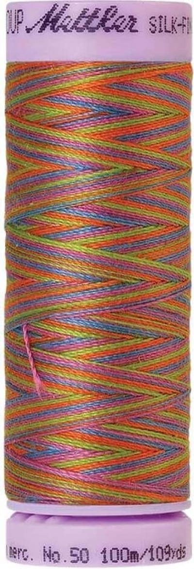 AMANN SILK-FINISH COTTON, MULTI-COLOR GAREN, GROEN-BLAUW, 100M, COL. 9842, PER STUK