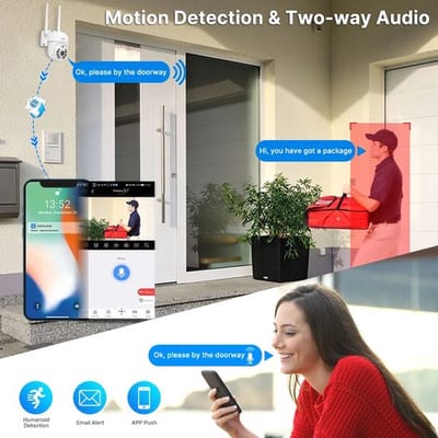 Hiseeu - WNKIT-4HB613 - Beveiligingscamerasysteem - 8CH 5MP PTZ-Systeem - Openlucht - Bewakingscamera - AI-menselijke detectie - Beveiligingscamera - Beveiligingscamerasysteem - Alexa - NTSC,PAL - 4 stuks - Wit