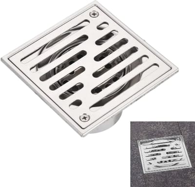 Allecta - RVS Vierkante Vloerafvoer Anti-geur voor Badkamer - Groot Kaliber - Douche Afdruiprek - 110 x 110 mm
