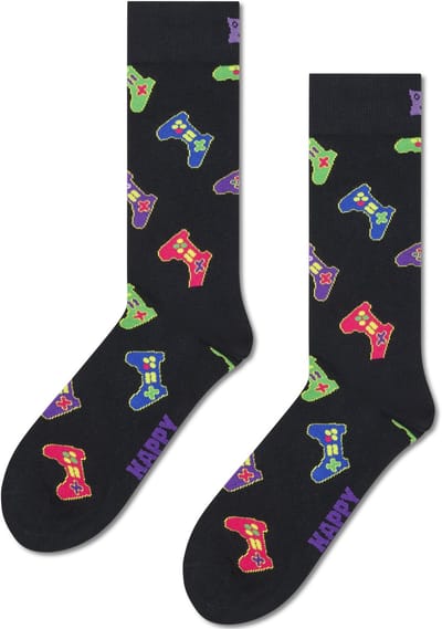 Happy Socks Controller Sock - unisex sokken - zwart - Unisex - Maat: 36 - 40