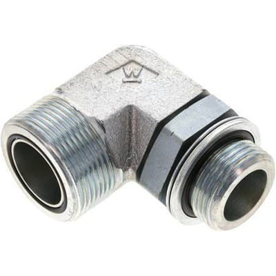 UN 1-11/16''-12 x G 1'' Buitendraad Verzinkt Stalen L-Fitting 90graden ORFS 250 Bar - Hydrauliek - FL2E-M-EZE-111U-100G-O