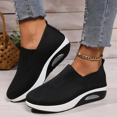 Nieuwe Mode Dames Mesh Ademende Gevulkaniseerde Sneakers Vrouw Platform Effen Kleur Casual Schoenen Dames Wedges Wandelschoenen 36 brown