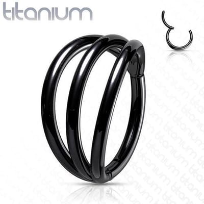 Piercing titanium high quality tripple hoop 1.2x8 - zwart - LMPiercings