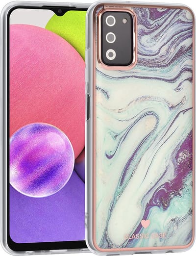 UNIQ Classic Case Samsung Galaxy A03s TPU Backcover hoesje - Marble Aquamarine