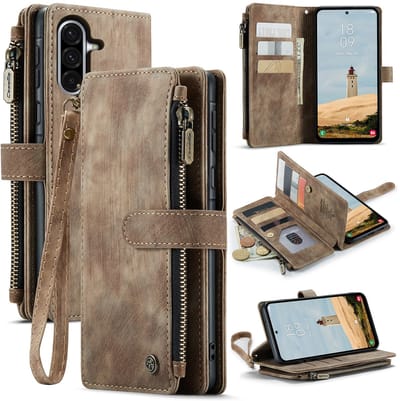 CaseMe Hoesje - Geschikt voor Samsung Galaxy A57 Hoesje - CaseMe C30 Book Case met Portemonnee - Bruin