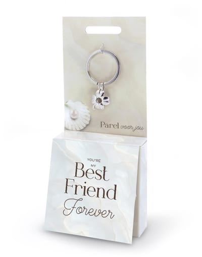 Sleutelhanger met parel | Wensparel | Thema: BFF | Merk: Miko | Kleur: Zilver