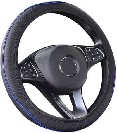 Stuurhoes Auto 37-38 cm - Zwart met Blauwe Lijn - Kasey Products