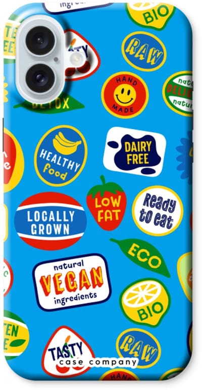 Case Company® - Hoesje geschikt voor iPhone 16 Plus hoesje - Fruitsticker - Tough Case - Maximale Bescherming alle Kanten en Schermrand