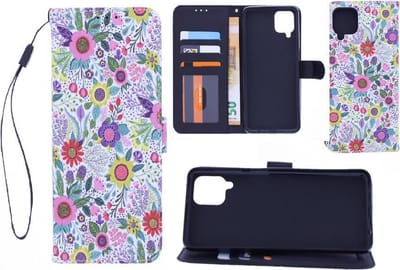 Bookcase Geschikt voor: Samsung Galaxy A42 hoesje met print - Flowers