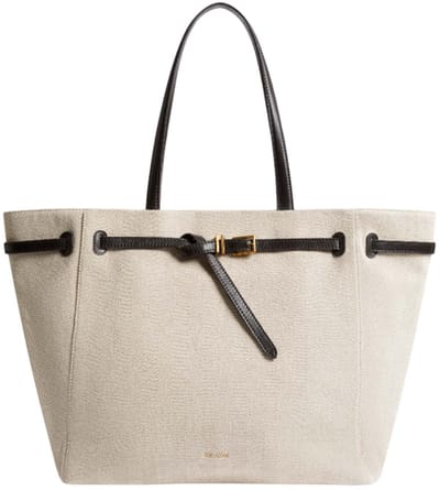 Ted Baker Shopper Tafanie Belted Herringbone Canvas Large Tote Bag Brn-Choc Beige