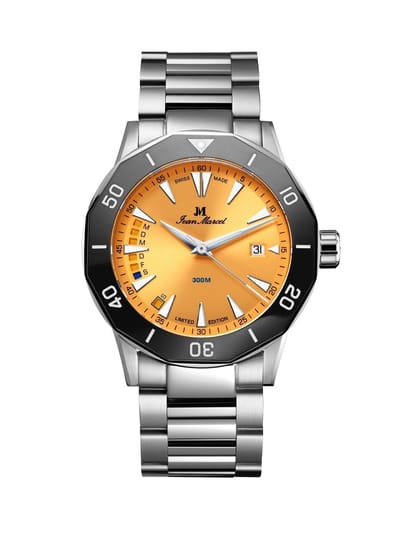 Jean Marcel Tropical Diver - horloge - oranje - stalen band - 42 mm