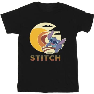 Disney Meisjes Lilo & Stitch Summer Waves Katoenen T-shirt (Zwart)