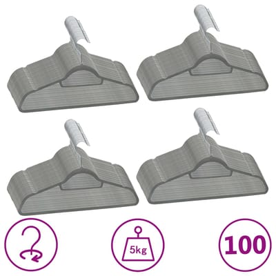 vidaXL - 100-delige - Kledinghangerset - anti-slip - fluweel - grijs