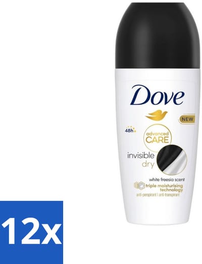 12 x Dove Deodorant Roller - Invisible Dry - 50 ml - Deodorant - Antitranspirant - Dove - Invisible Dry - 48 Uur Bescherming