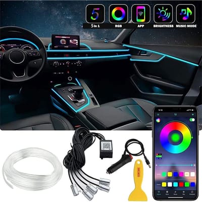 MKSS® Auto Interieur Verlichting - Led Strip Auto – 6M – Met App - Multicolor