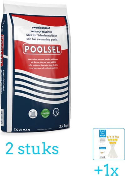 Poolsel - Zwembadreinigingsmiddel - Zwembadzout - 25 kg - Volumebundel - Zwembadzout - 2-delig