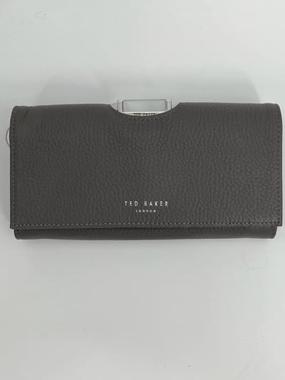 Ted Baker leren portemonnee 19 cm grijs
