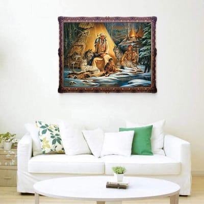 DIY 5D Diamond Painting Cross Stitch Ronde Mozaïek Indianen Diamond Borduren Handwerkpatronen 20X30CM black