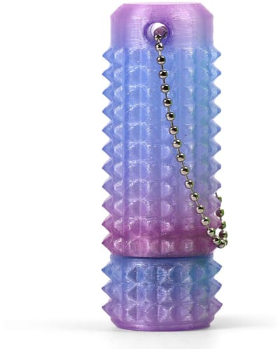 Little Fidget speelgoed-3D print-sleutelhanger-met klikknop-draaibaar-zintuiglijk-angst en stressvermindering-Kristal blauw-paars