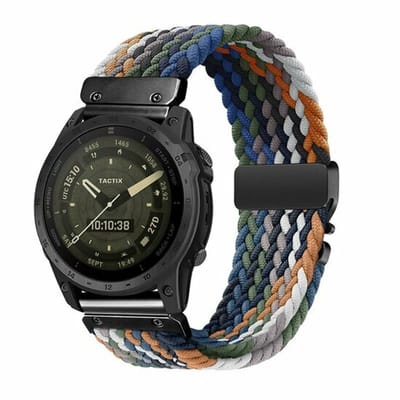 By Qubix - Geschikt voor Garmin bandje - 20mm Quickfit - Braided nylon band met parachute sluiting - Multicolor Dark - Geschikt voor Garmin Fenix 8 - 43mm