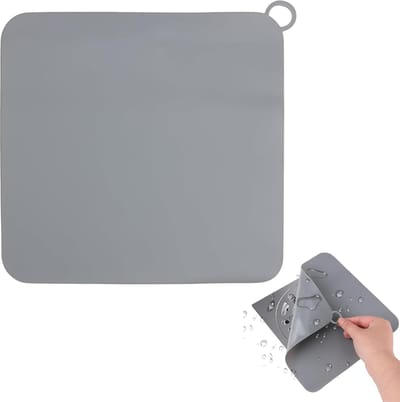 Onderste drainafdekking en doucheafvoerbedekking, silicone mat voor geurbeheersing in douche, bad en keuken, 2-delige set in grijs met geurfilterfunctie