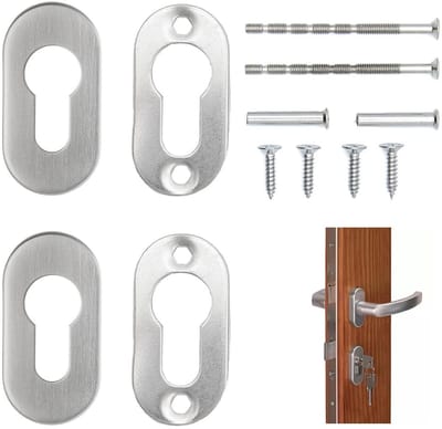 Jhubersproducts - Ovaal deurslotdeksel - Sleutelrozet - Hoogwaardig roestvrij staal - Zilver - Sleutelgat - Perfect voor binnen- en buitendeuren - Set
