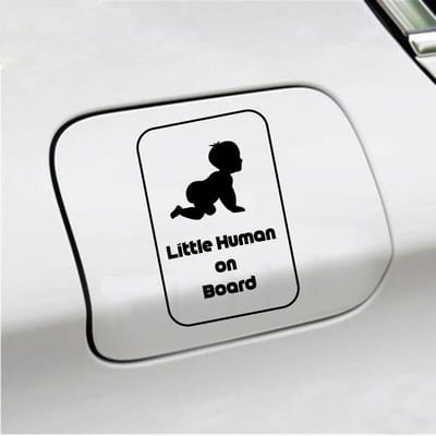 Bumpersticker - Little Human On Board - 15 X 10 - Zwart