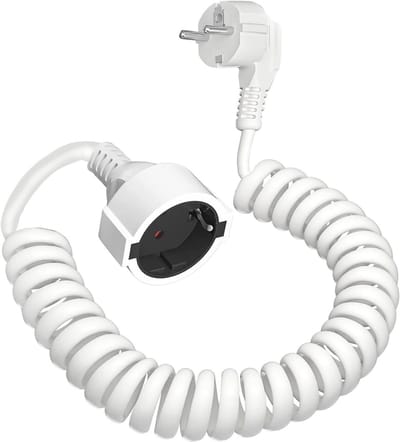 Rekbare Schuko Verlengkabel van 0,66 m tot 3 m - IP20 Spiraalkabel met Veiligheidscontact