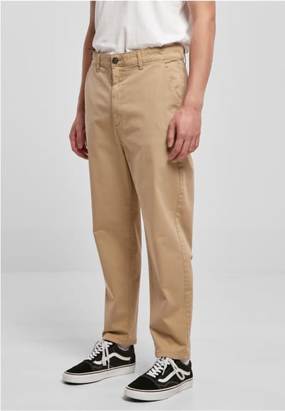 Urban Classics - Cropped Chino Broek rechte pijpen - Taille, 32 inch - Beige