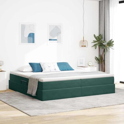 vidaXL - Opbergbed - met - matras - Donkergroen - 200 - x - 200 - cm - Fluweel